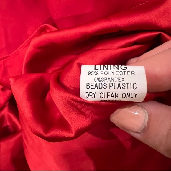 Minuet One shoulder red and gold cocktail dress - Picture 6 of 7